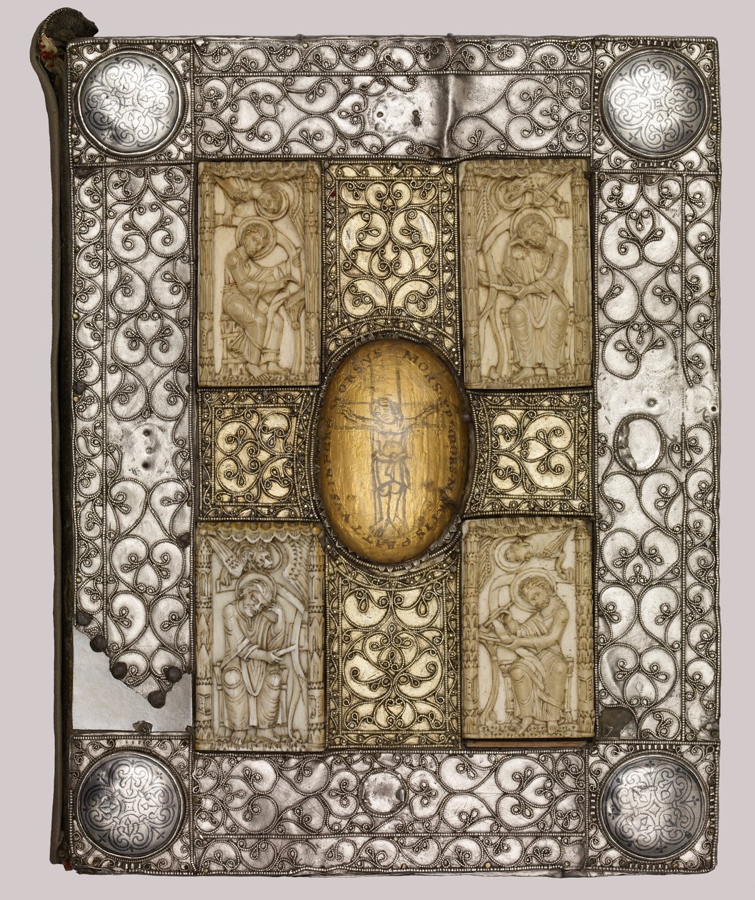 Die Mondsee-Evangelien und Schatzbindung mit den Evangelisten und der Kreuzigung von Othlon of Regensburg