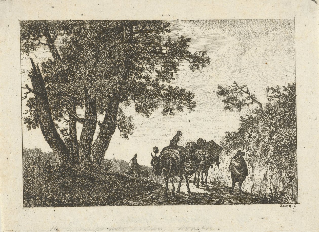 Landschaft mit Packeseln und Reisenden von Otto Baron Howen