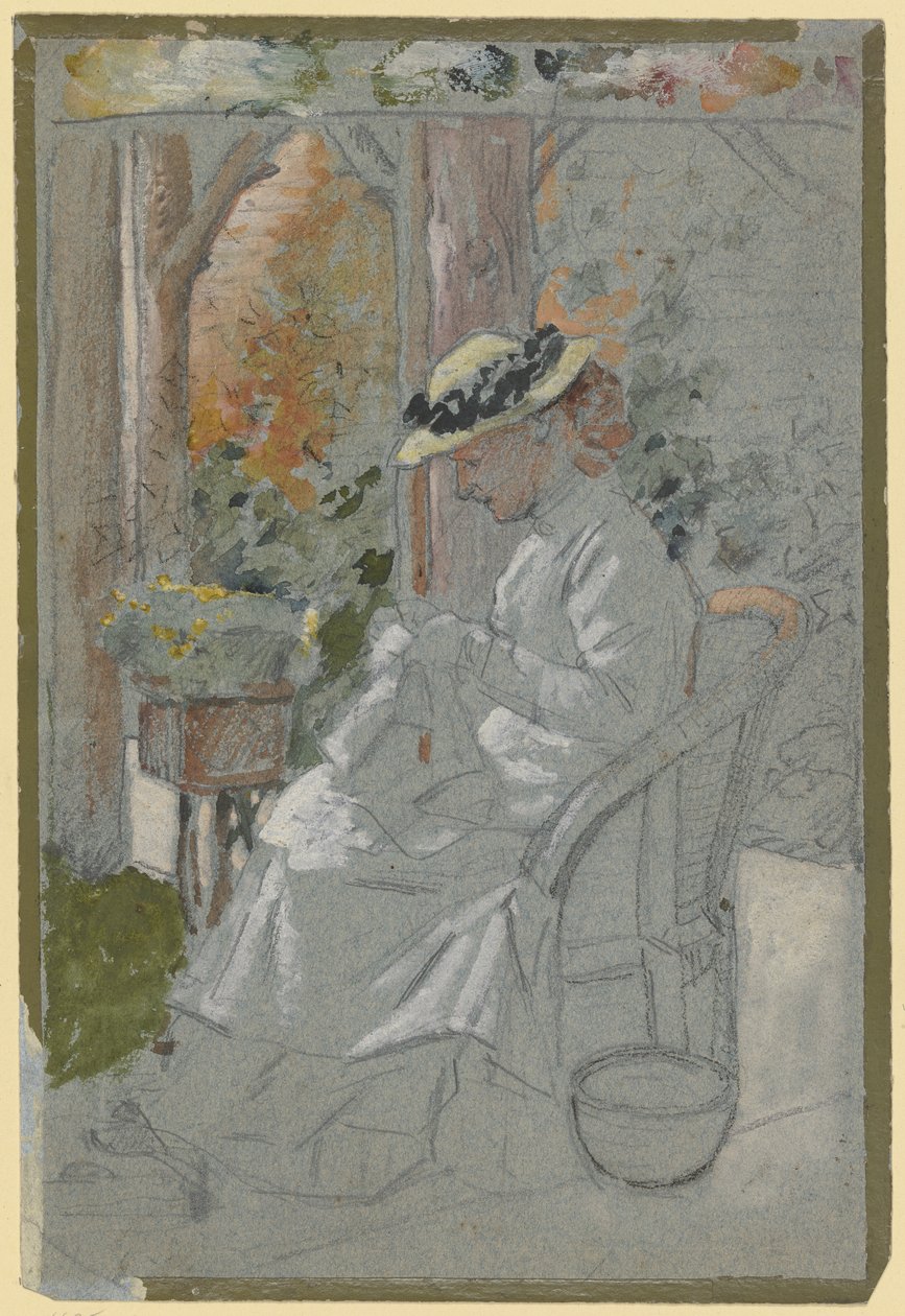 Luise Scholderer auf der Veranda von Otto Scholderer