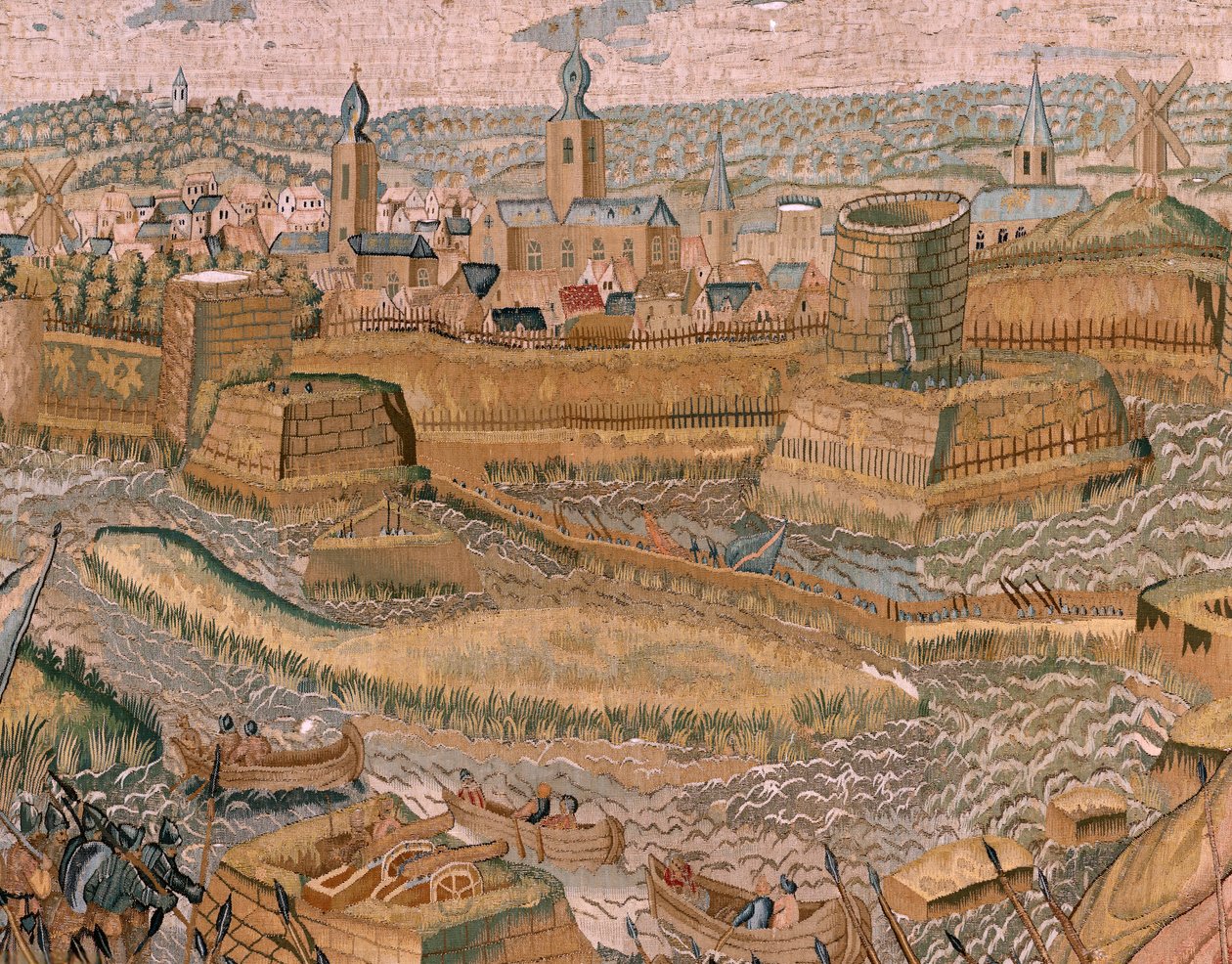 Flämischer Wandteppich. Serie Triumphe und Schlachten des Erzherzogs Albrecht. Angriff und Eroberung des befestigten Schlachtfeldes von Hulst. Sechster Wandteppich der Serie. Modell Otto van Veen und Hans I Snellinck. Herstellung. von Otto van Veen