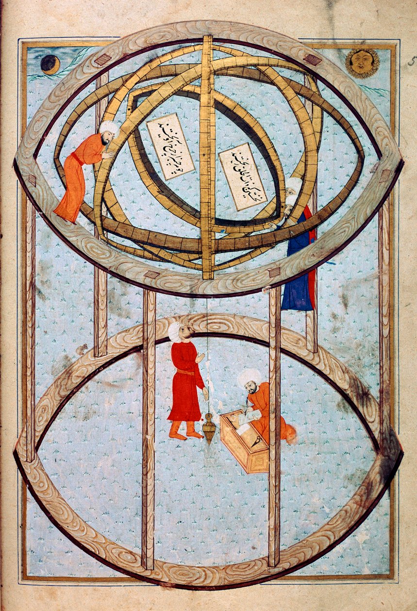 Astronomen mit einer großen Armillarsphäre, Miniatur aus dem Manuskript Sehinsahname von Ottoman School