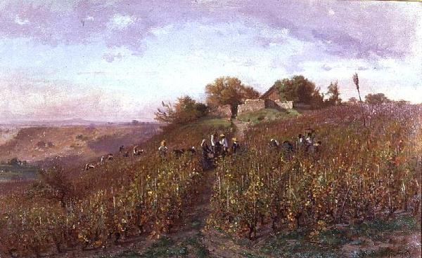 Weinlese an den Hängen der Arve von P.E. Rischgitz
