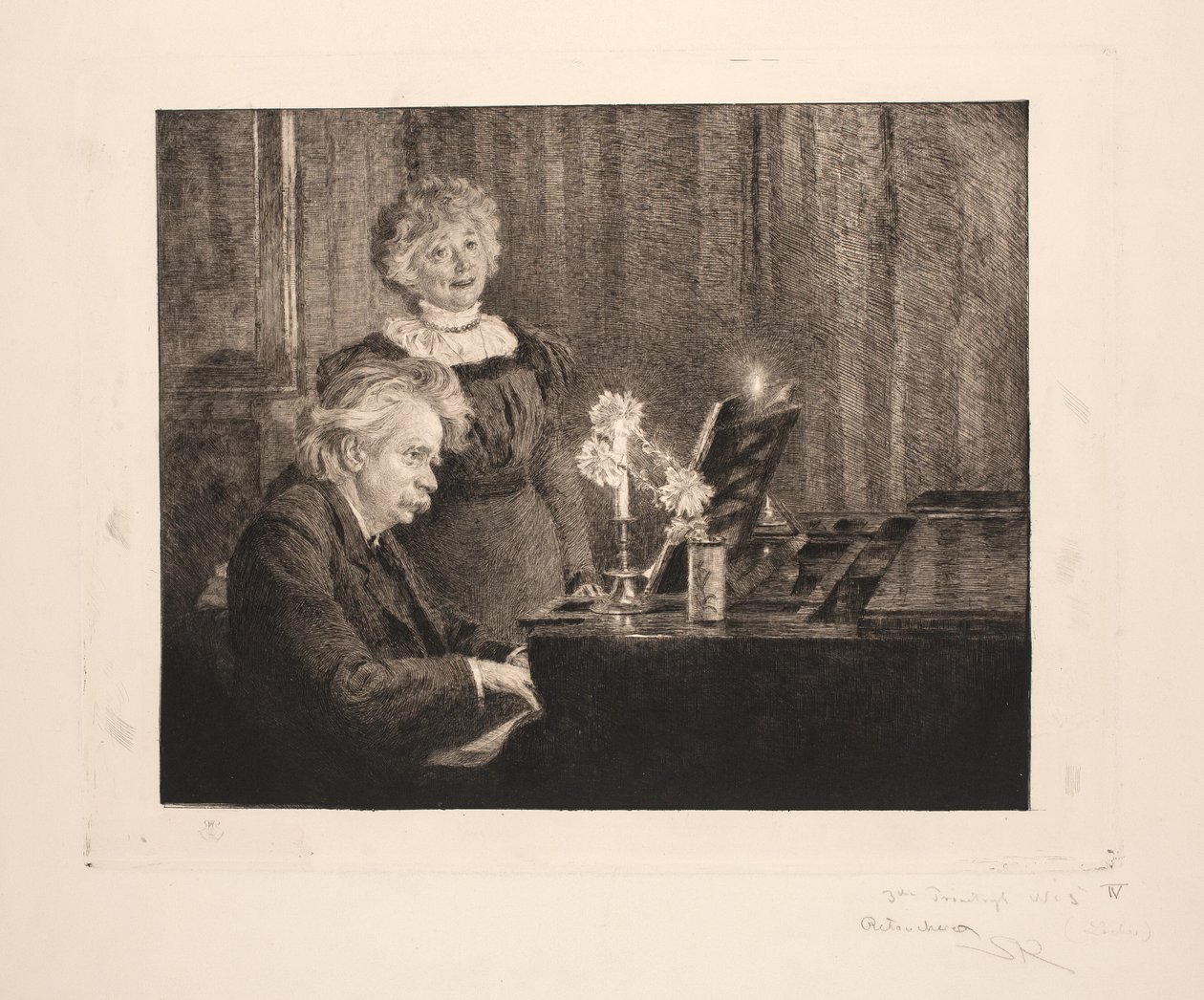 Edvard und Nina Grieg am Klavier von Peder Severin Krøyer