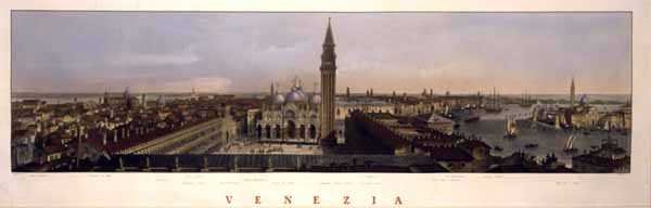 Ansicht des Markusplatzes, Venedig (kolorierter Stich) von P. (after) Majocchi