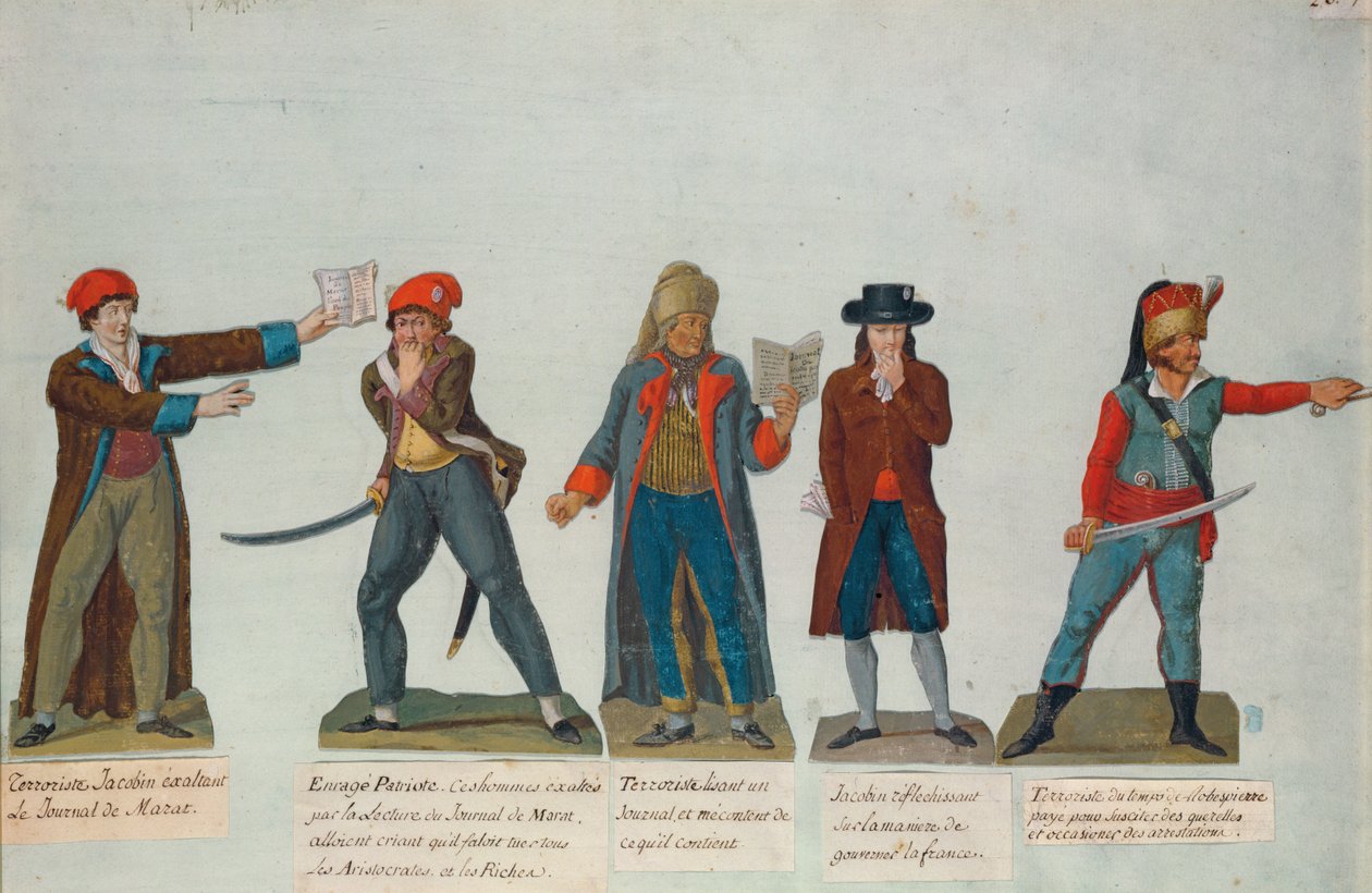 Jakobiner und Terroristen während der Schreckensherrschaft (1793-4) während der Französischen Revolution von P. A. and J.B. Lesueur