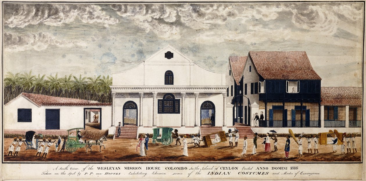 Eine Südansicht des Wesleyanischen Missionshauses, Colombo auf der Insel Ceylon, errichtet Anno Domini 1816 von P. van Houten