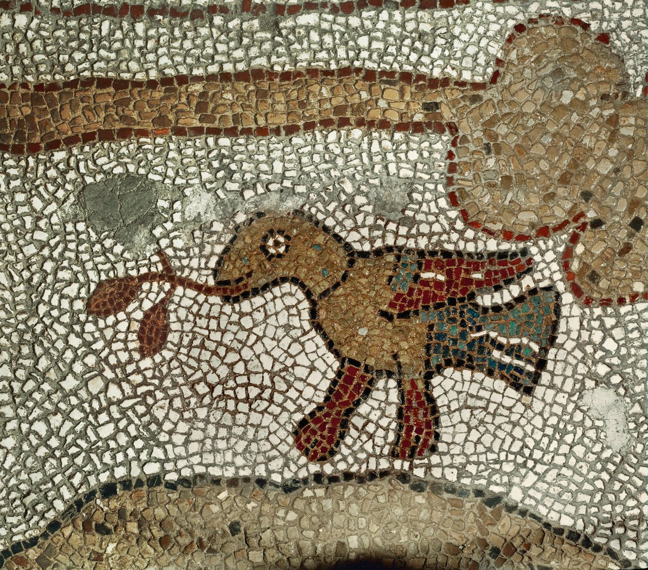 Taube mit einem Olivenzweig. Mosaik von Pantaleone Pantaleone