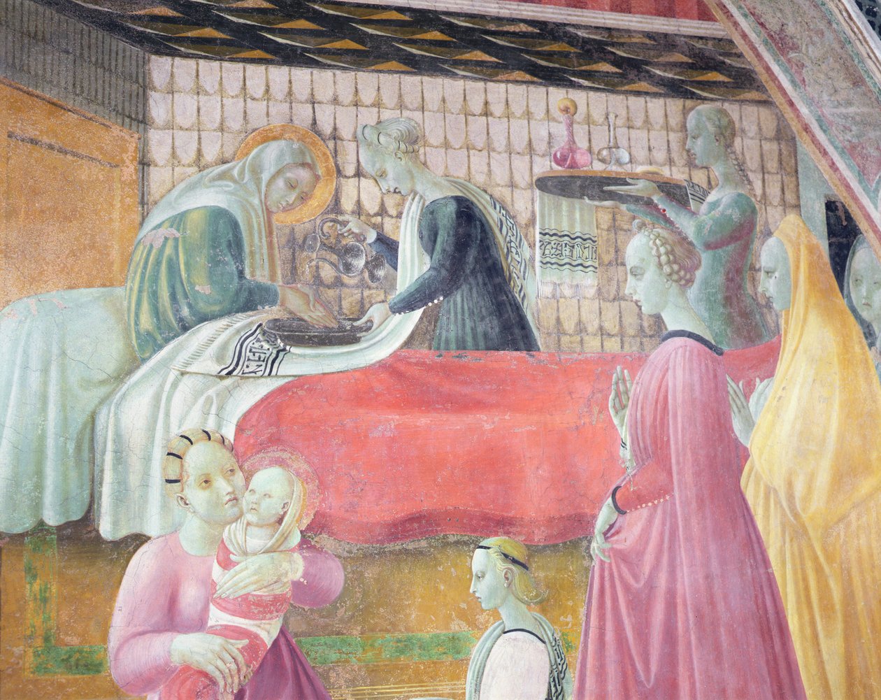Geburt der Jungfrau, aus der Kapelle der Himmelfahrt von Paolo Uccello