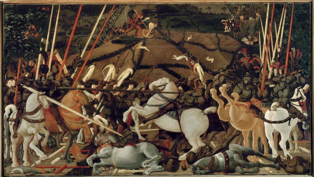 Die Schlacht von San Romano 1432: Der Sturz von Bernardino della Carda von Paolo Uccello