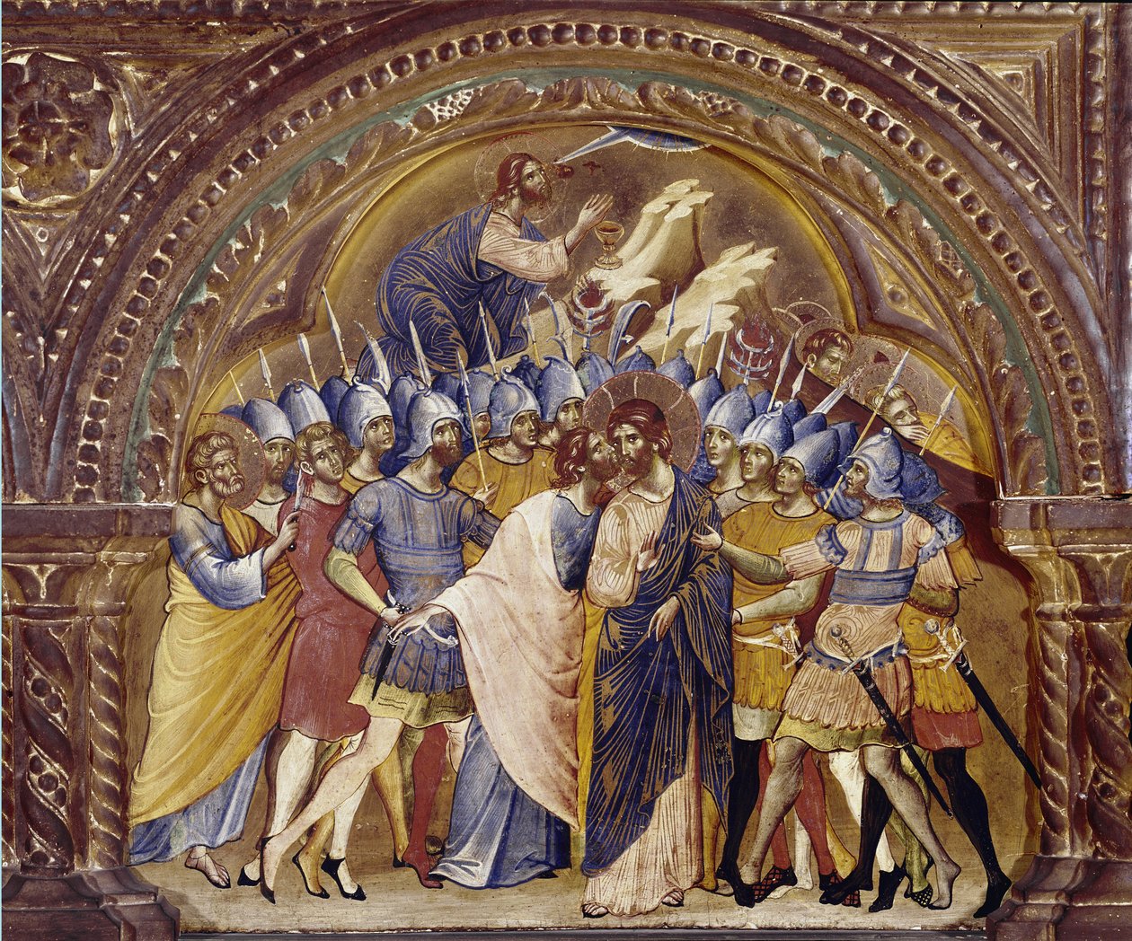 Die Gefangennahme Christi, Detail des Polyptychons von Santa Chiara (circa 1350) von Paolo Veneziano
