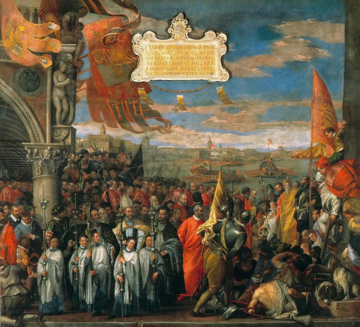 Die siegreiche Rückkehr des Dogen Andrea Contarini nach dem Triumph in Chioggia, 1580 von Paolo Veronese