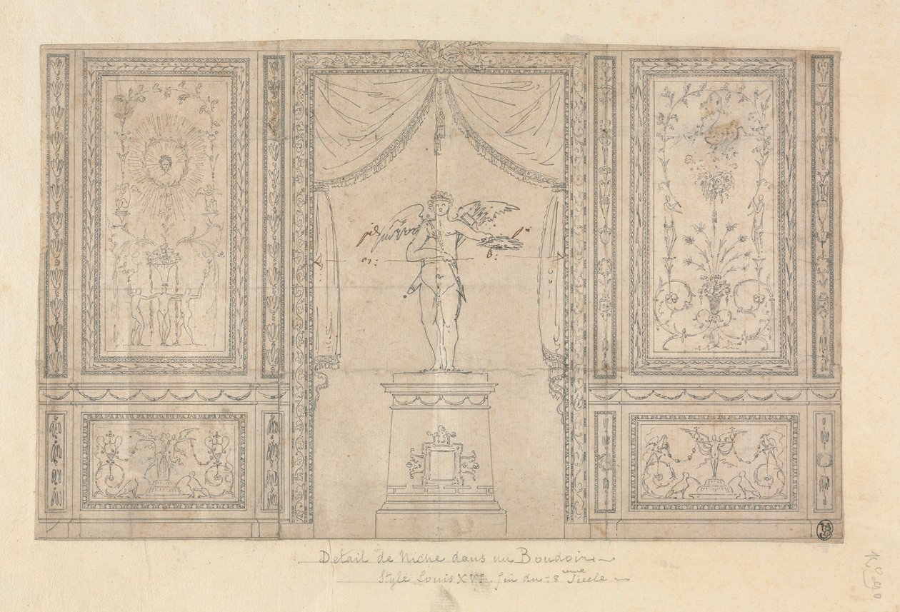Statue von Amor in einer Wandnische von Paolo Vincenzo Bonomini