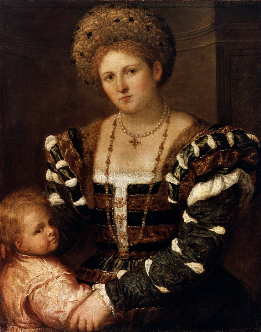 Porträt einer Dame mit einem Jungen, 1530er Jahre von Paris Bordone