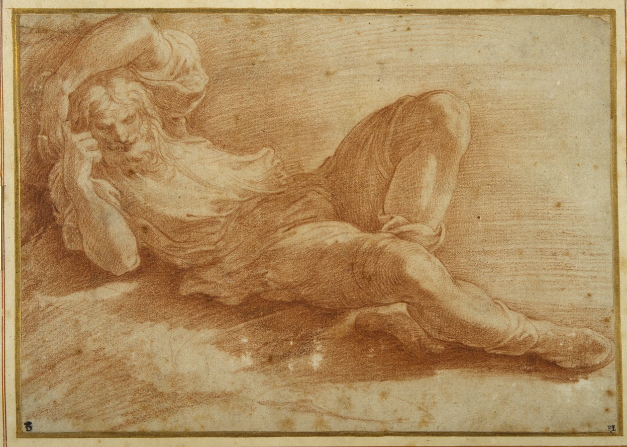 Bärtige Figur, schlafend von Parmigianino