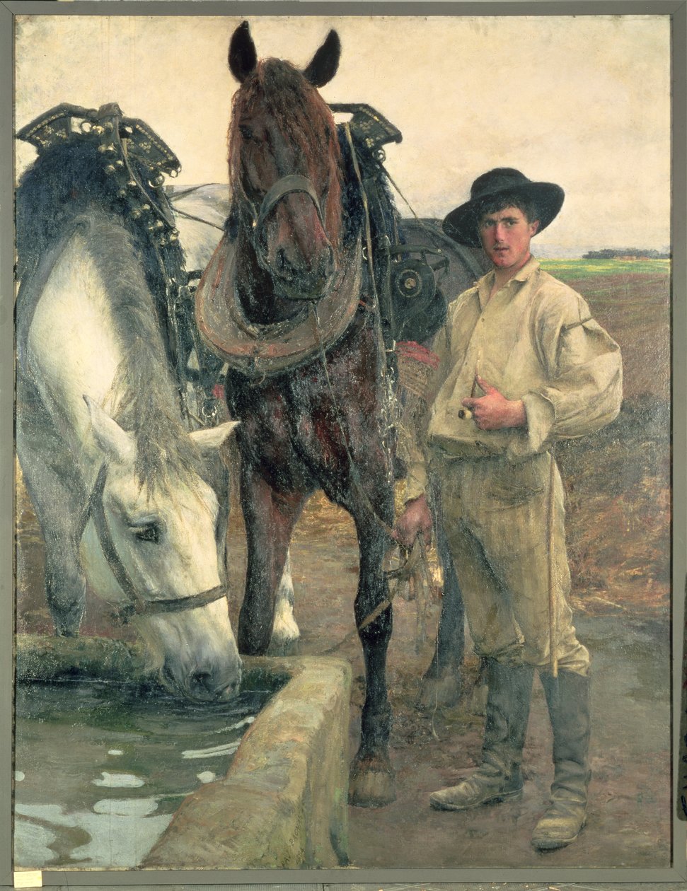 Pferde am Wassertränke, 1884 von Pascal Adolphe Jean Dagnan-Bouveret