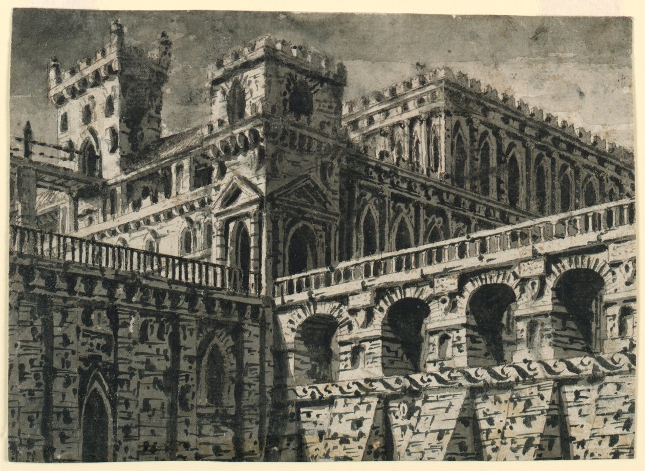 Bühnenbild, gotisches Schloss von Pasquale Canna