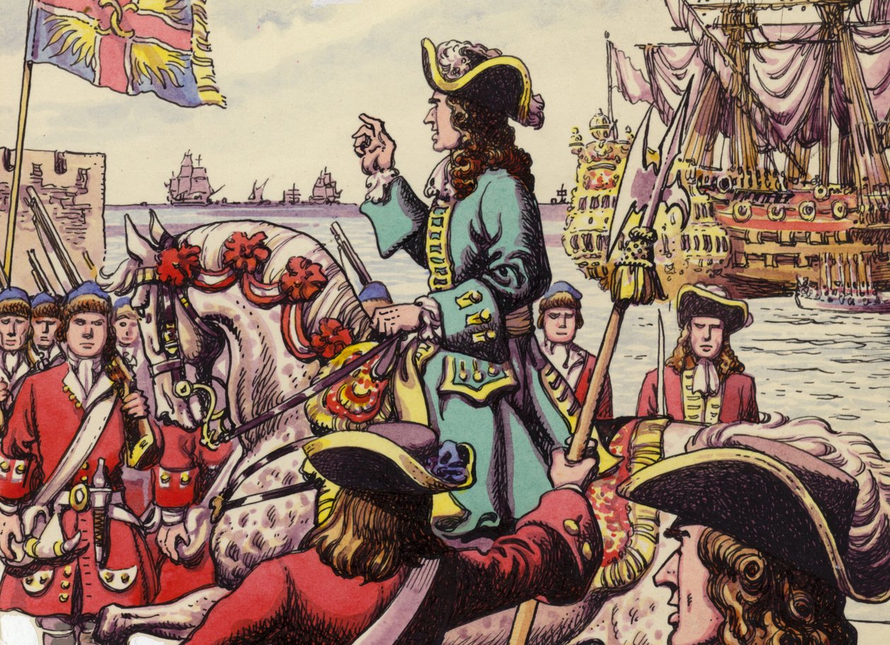 König Wilhelm III. landet in Carrickfergus von Pat (1907 95) Nicolle