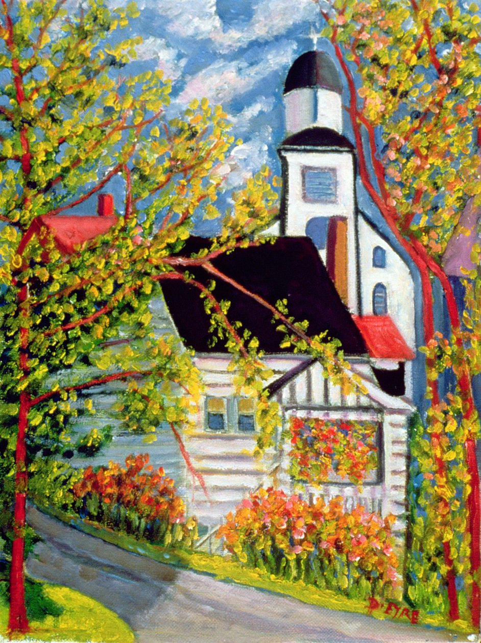 Haus mit Kirche, Badeck von Patricia Contemporary Artist Eyre