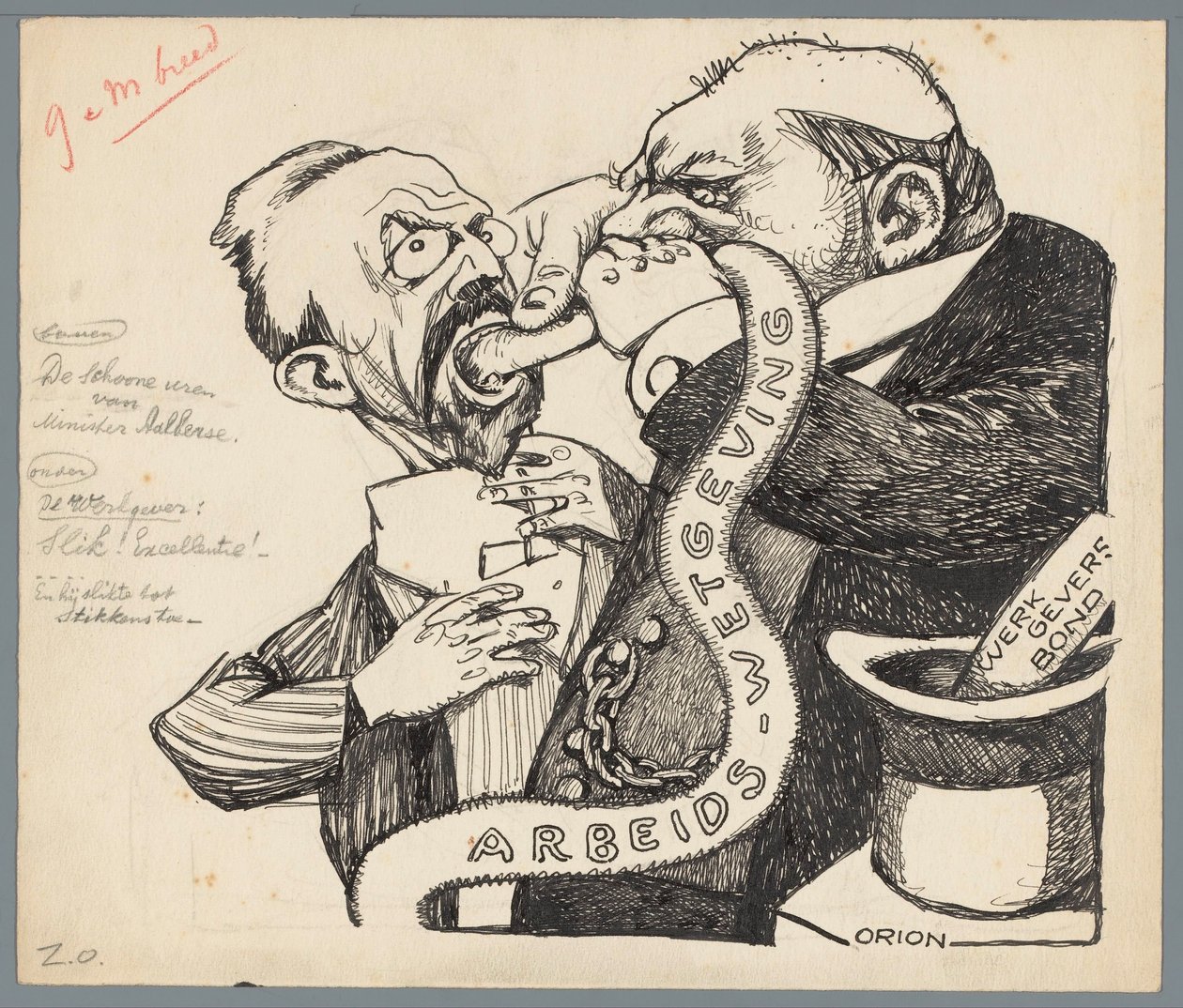 Minister Aalberse und der Arbeitgeber von Patricq Kroon (signed by artist)