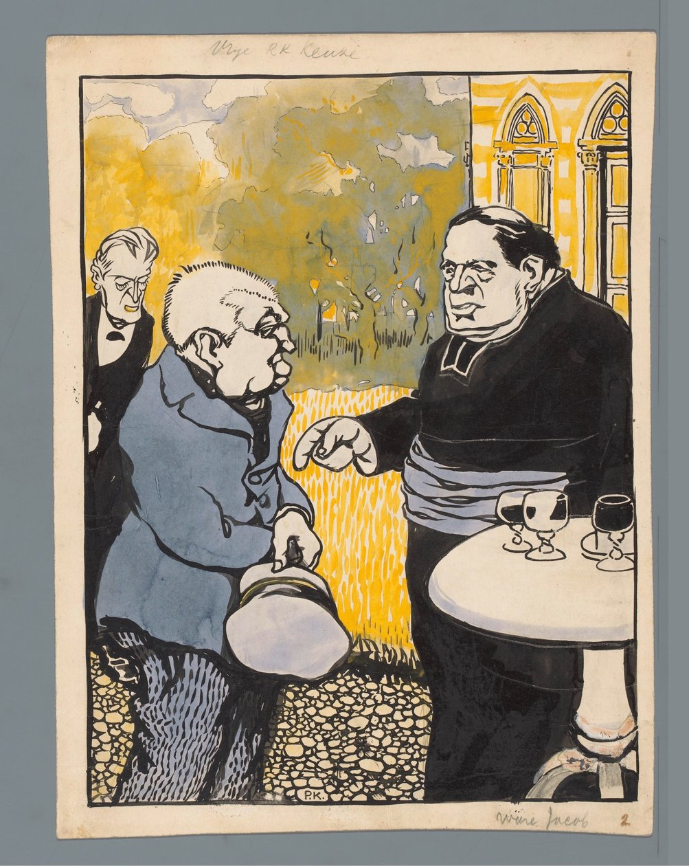 Karikatur auf die römisch-katholische Kirche von Patricq Kroon (signed by artist)