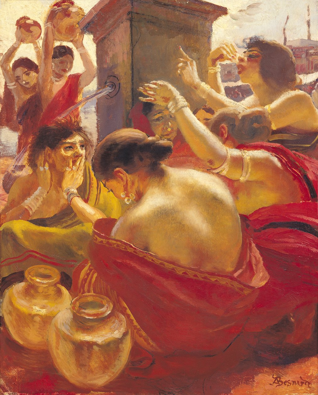 Frauen von Madura an einem Brunnen von Paul Albert Besnard