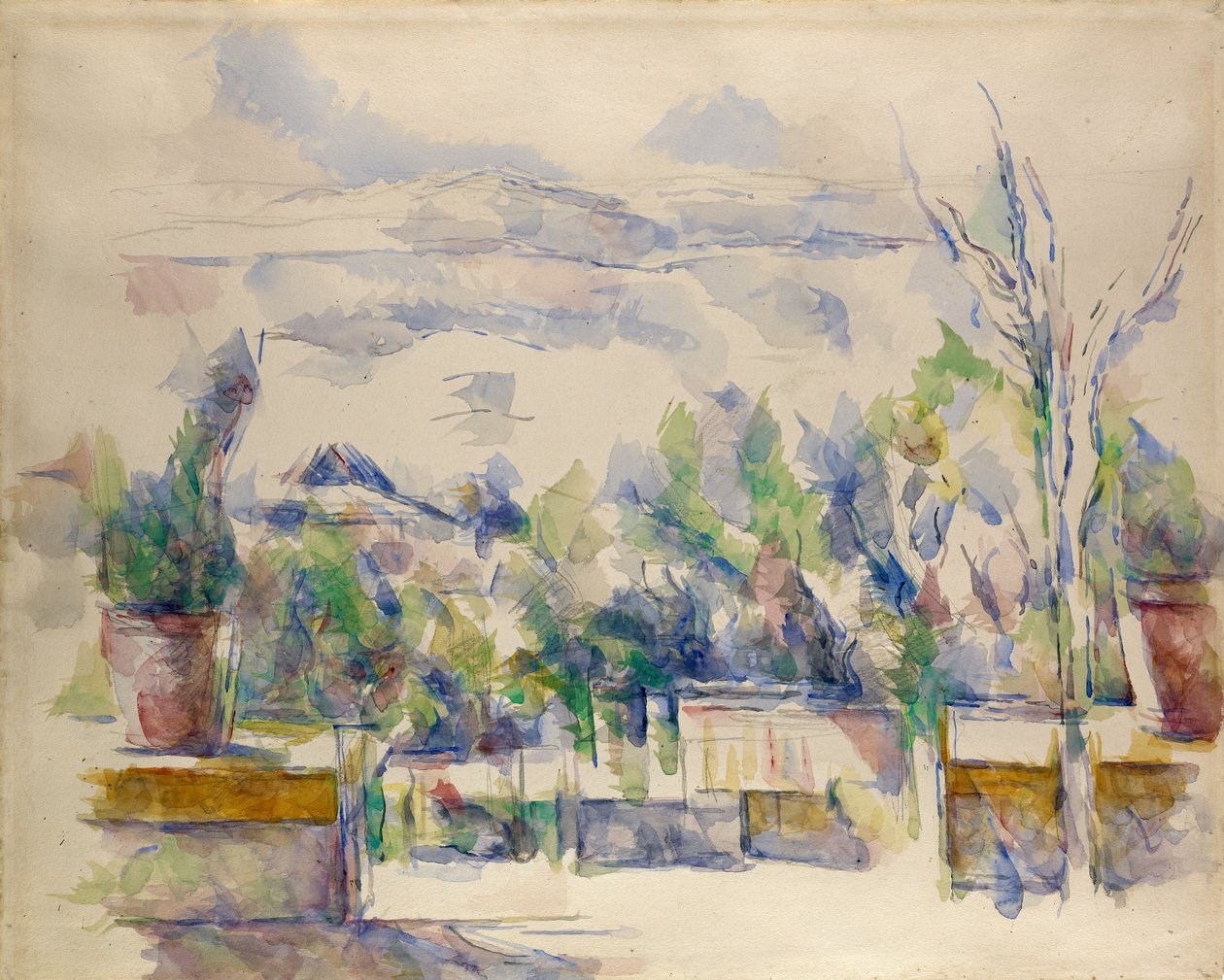 Die Terrasse im Garten von Les Lauves von Paul Cézanne