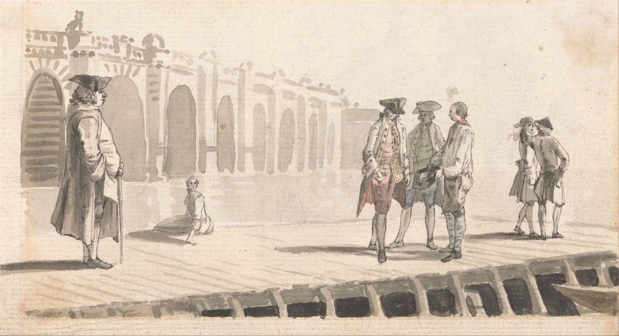 Eine Gruppe von Männern auf dem Westminster Pier von Paul Sandby