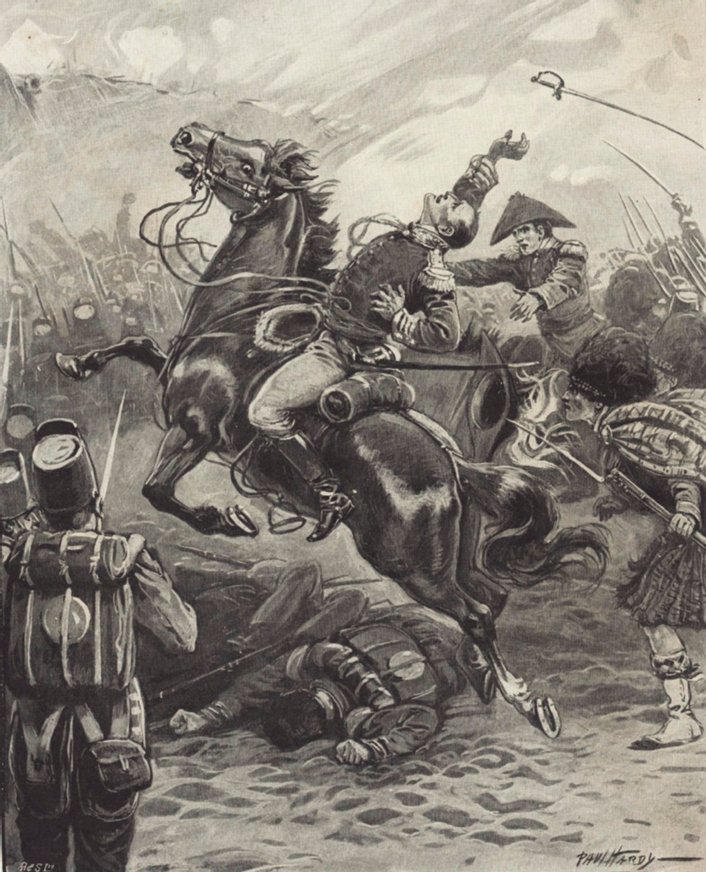 Der Tod von Edward Pakenham in der Schlacht von New Orleans von Paul (after) Hardy