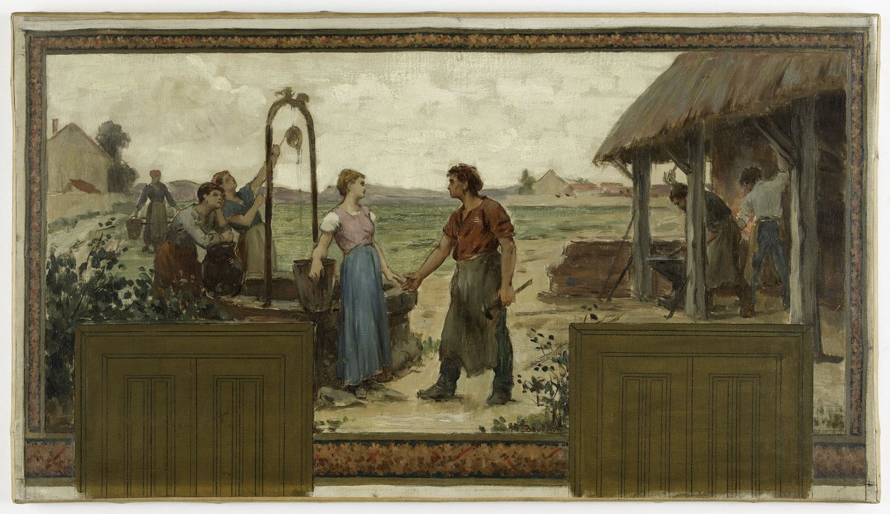 Skizze für das Rathaus von Saint-Maur-des-Fossés: Die Verlobung, 1883 von Paul Albert Baudouin