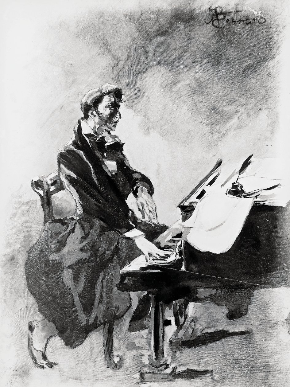 Der Komponist und Pianist Frederic Chopin spielt Klavier von Paul Albert Besnard
