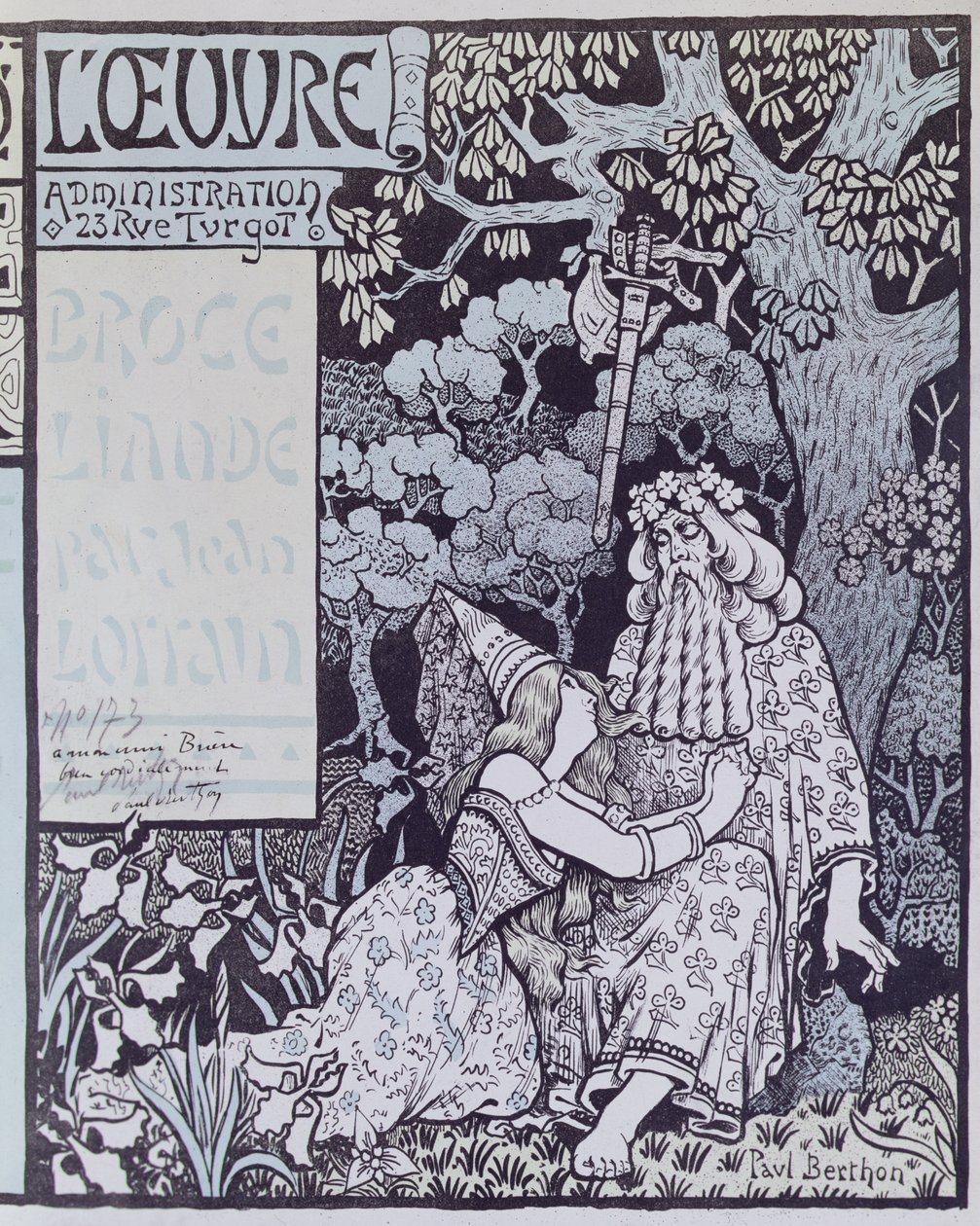 Der Zauberer Merlin und die Fee Vivien im Wald von Broceliande, aus 