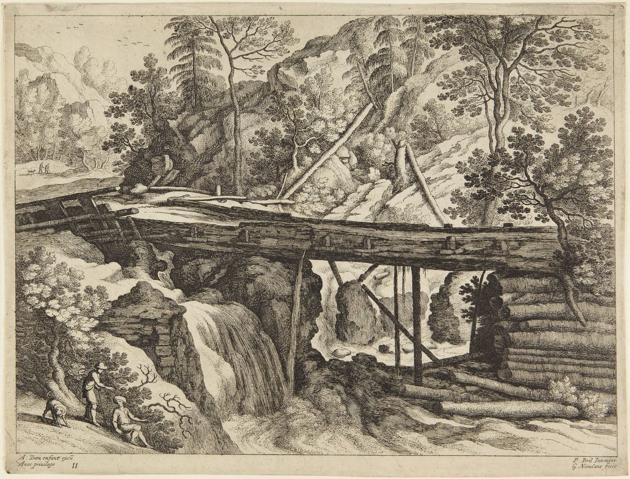 Brücke und Wasserfall von Paul Bril