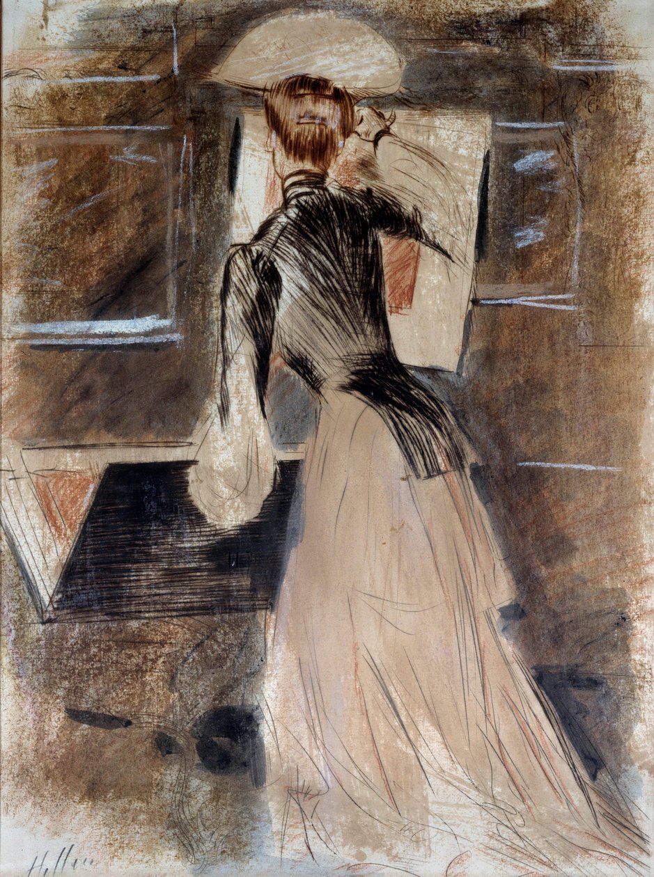 Ganzkörperporträt von Madeleine Carlier. Paul Helleu (1859-1927), 20. Jahrhundert. Bayonne, Musee Bonnat von Paul Cesar Helleu
