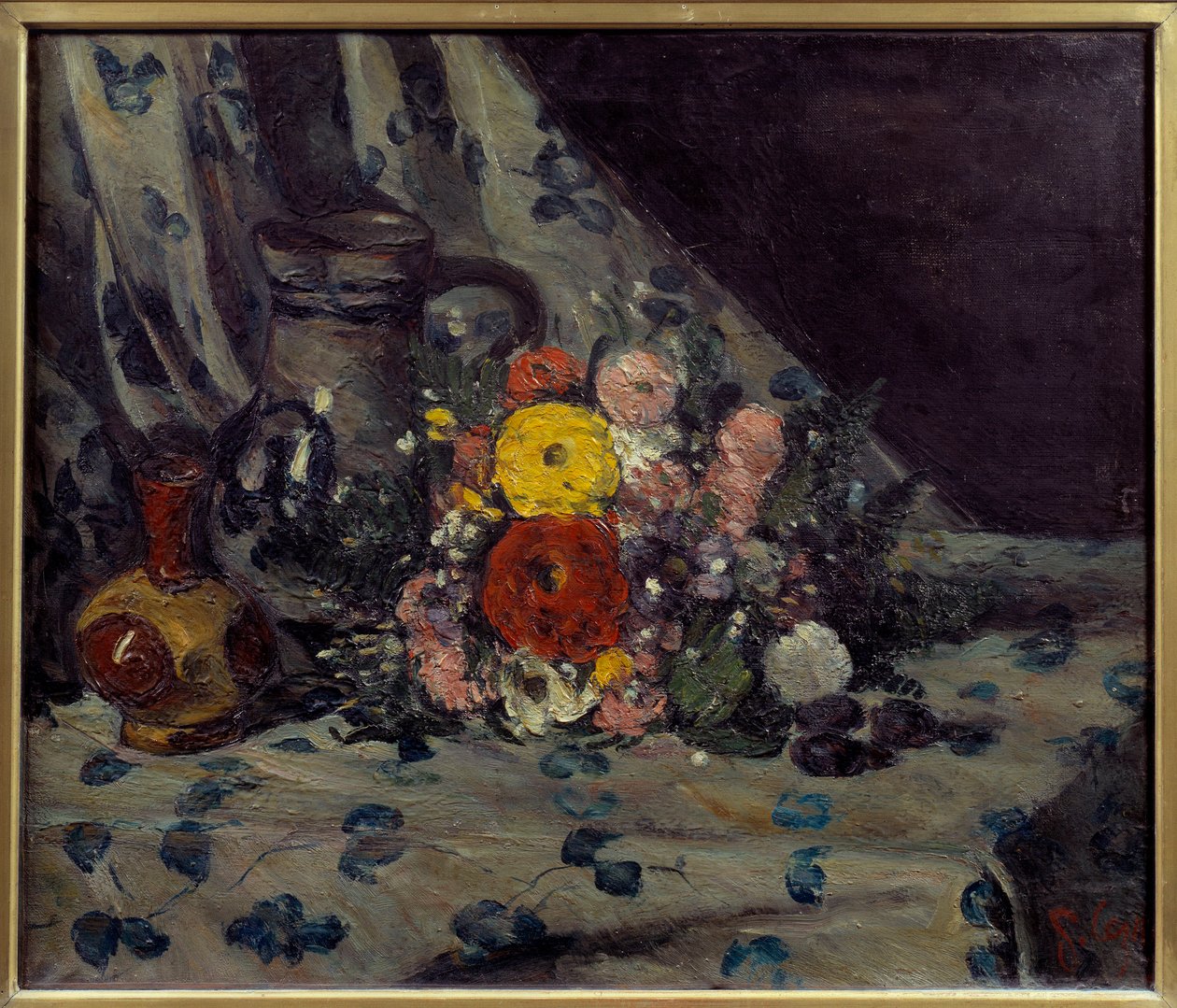 Blumenstrauß mit gelber Dahlie von Paul Cézanne