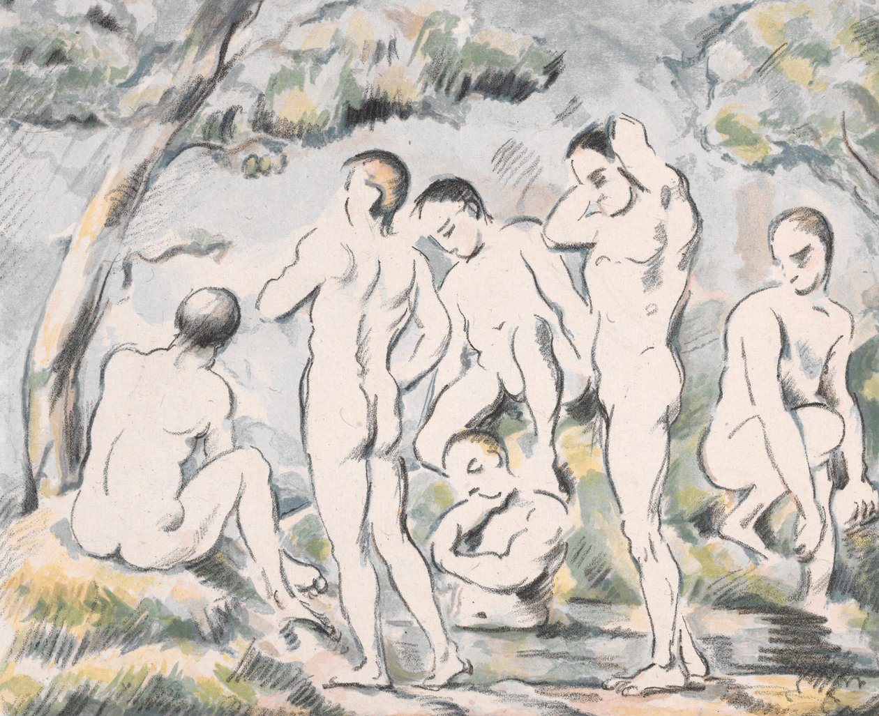 Die Badenden (Kleine Platte) von Paul Cézanne