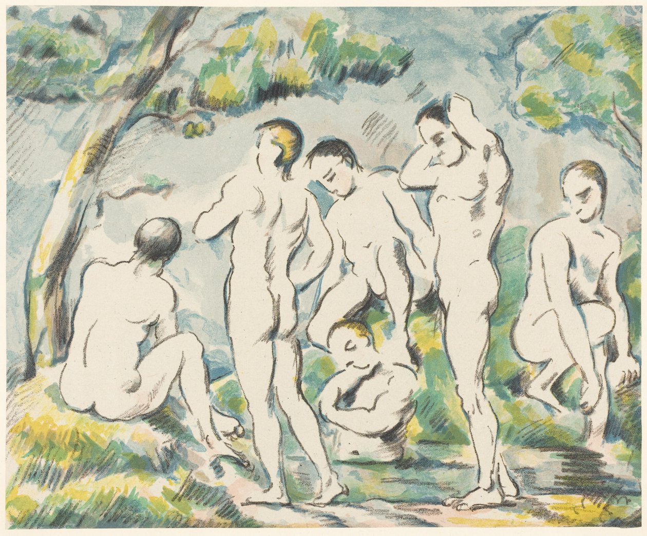 Die Badenden (Kleine Platte) von Paul Cézanne