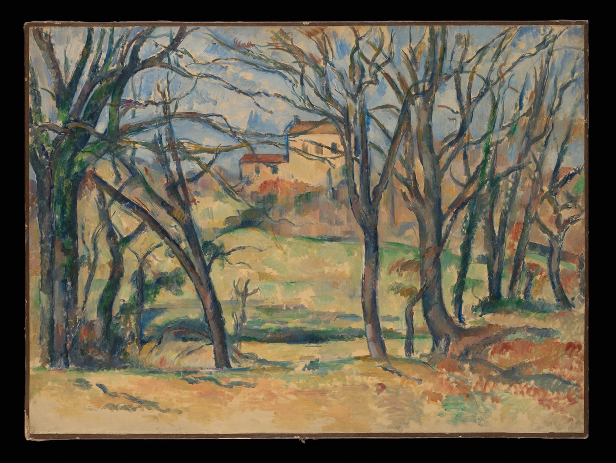 Bäume und Häuser beim Jas de Bouffan von Paul Cézanne