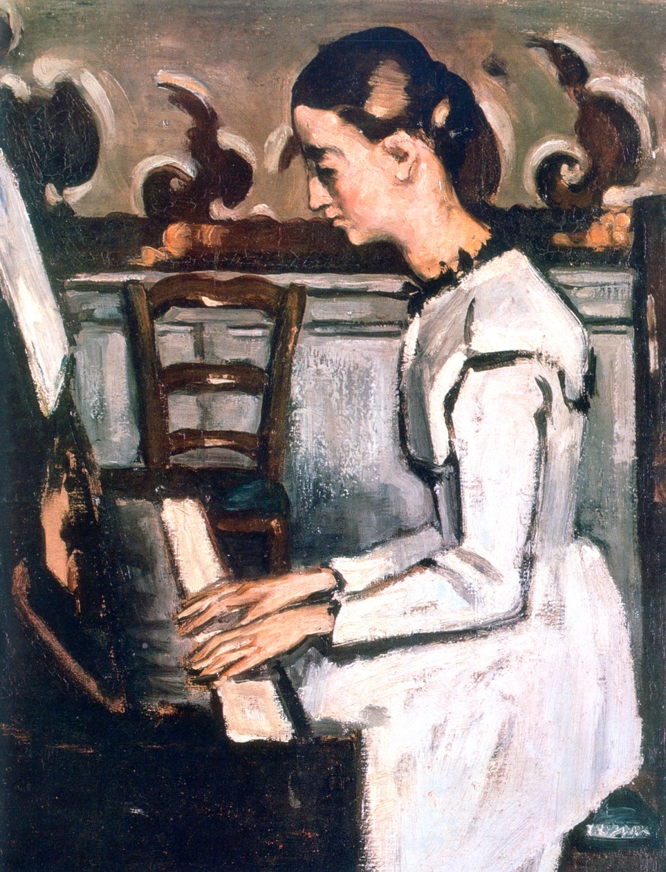 Mädchen am Klavier, Die Ouvertüre zu Tannhäuser (Detail), 1868 von Paul Cézanne