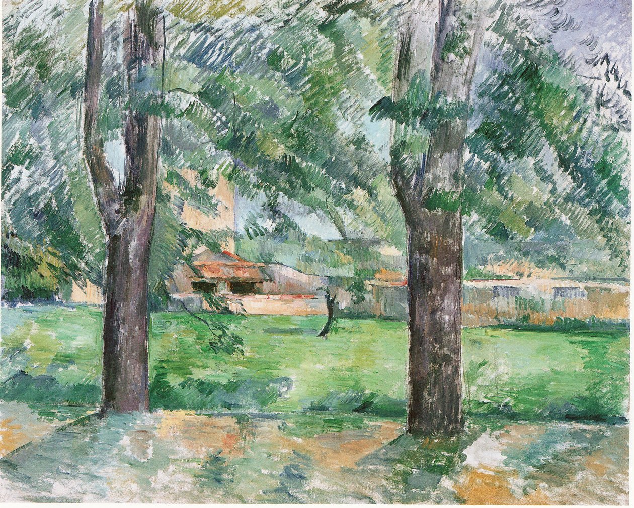 Wiese und Bauernhof Jas de Bouffan von Paul Cézanne