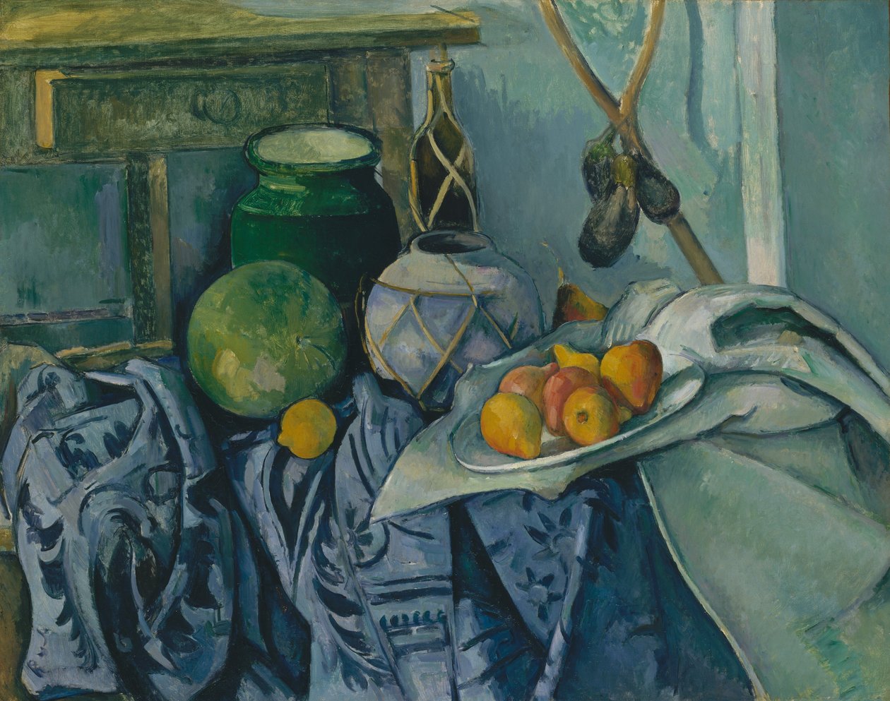 Stillleben mit Ingwertopf und Auberginen, 1893-94 von Paul Cézanne