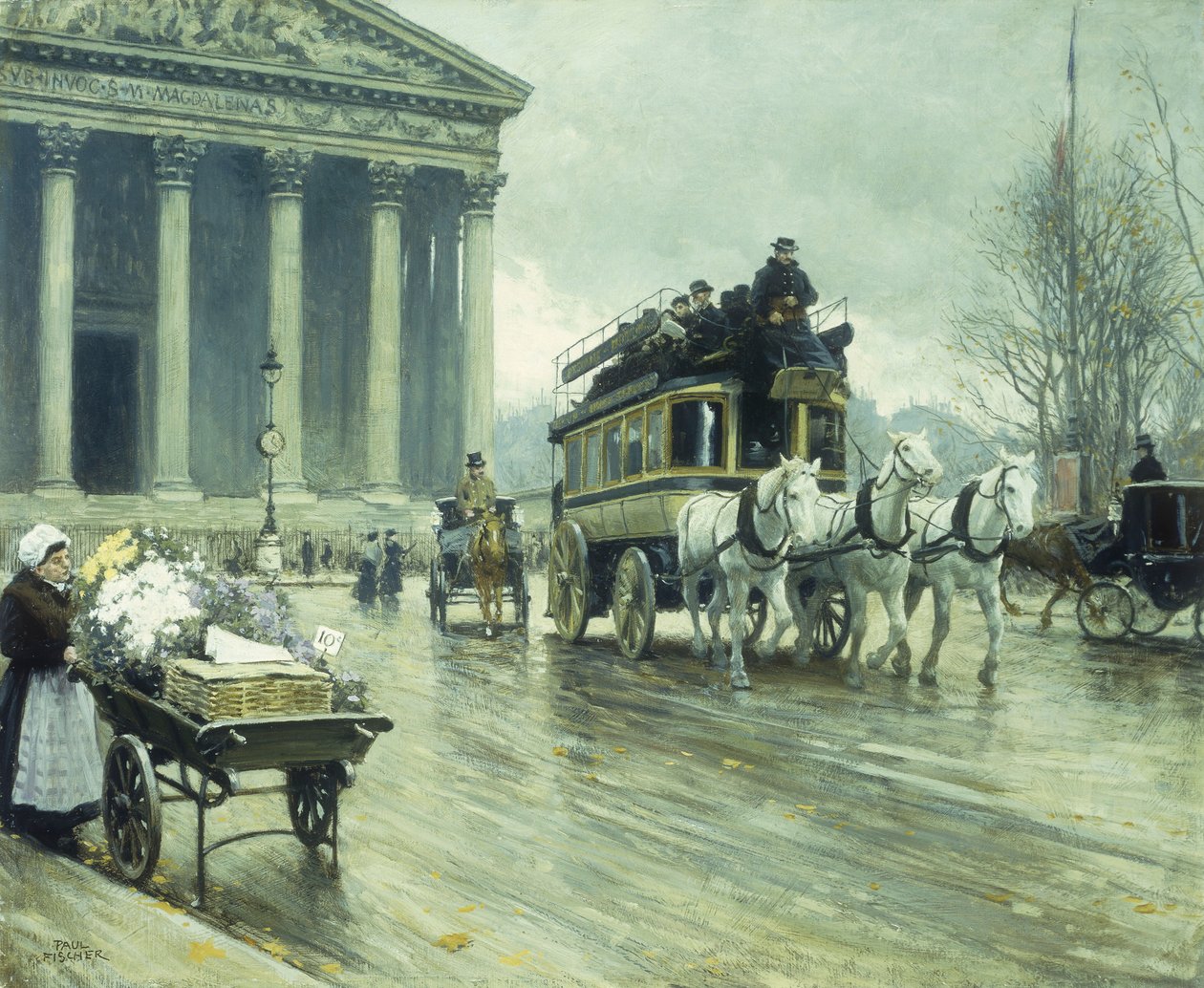 Der Boulevard an der Madeleine, Paris von Paul Fischer