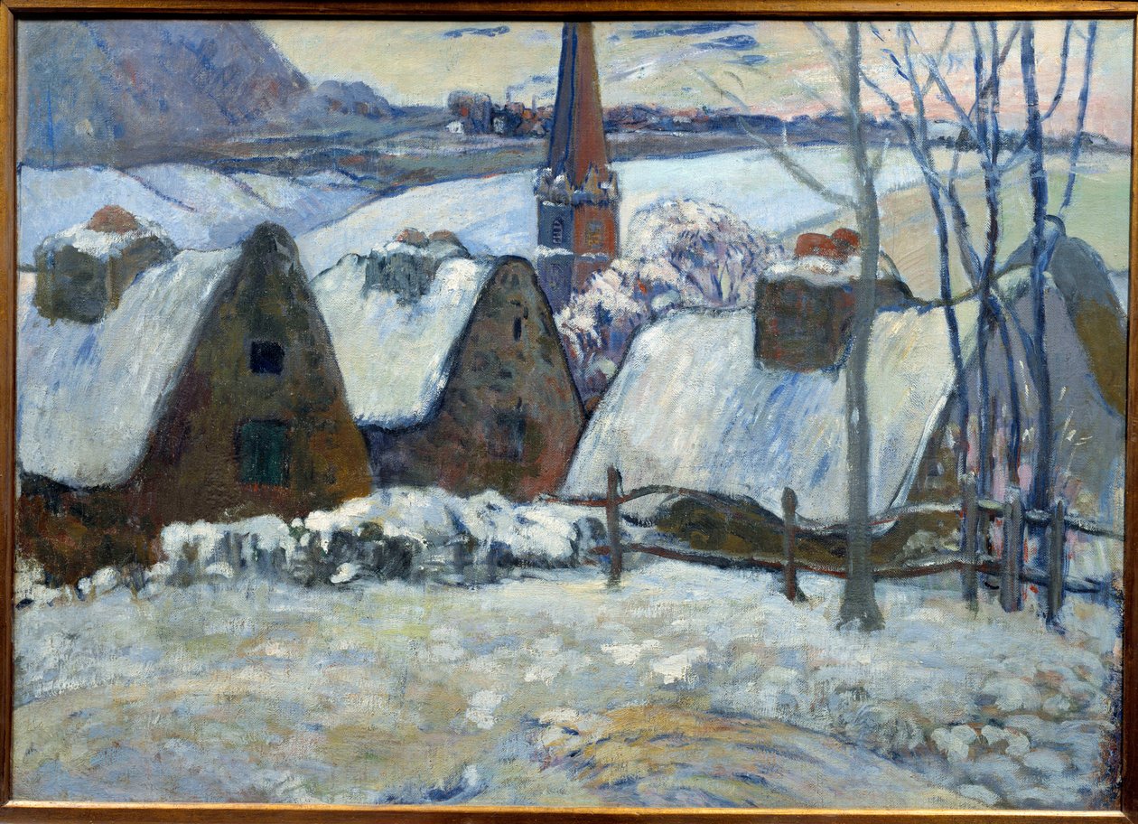Bretonisches Dorf im Schnee 1894 von Paul Gauguin
