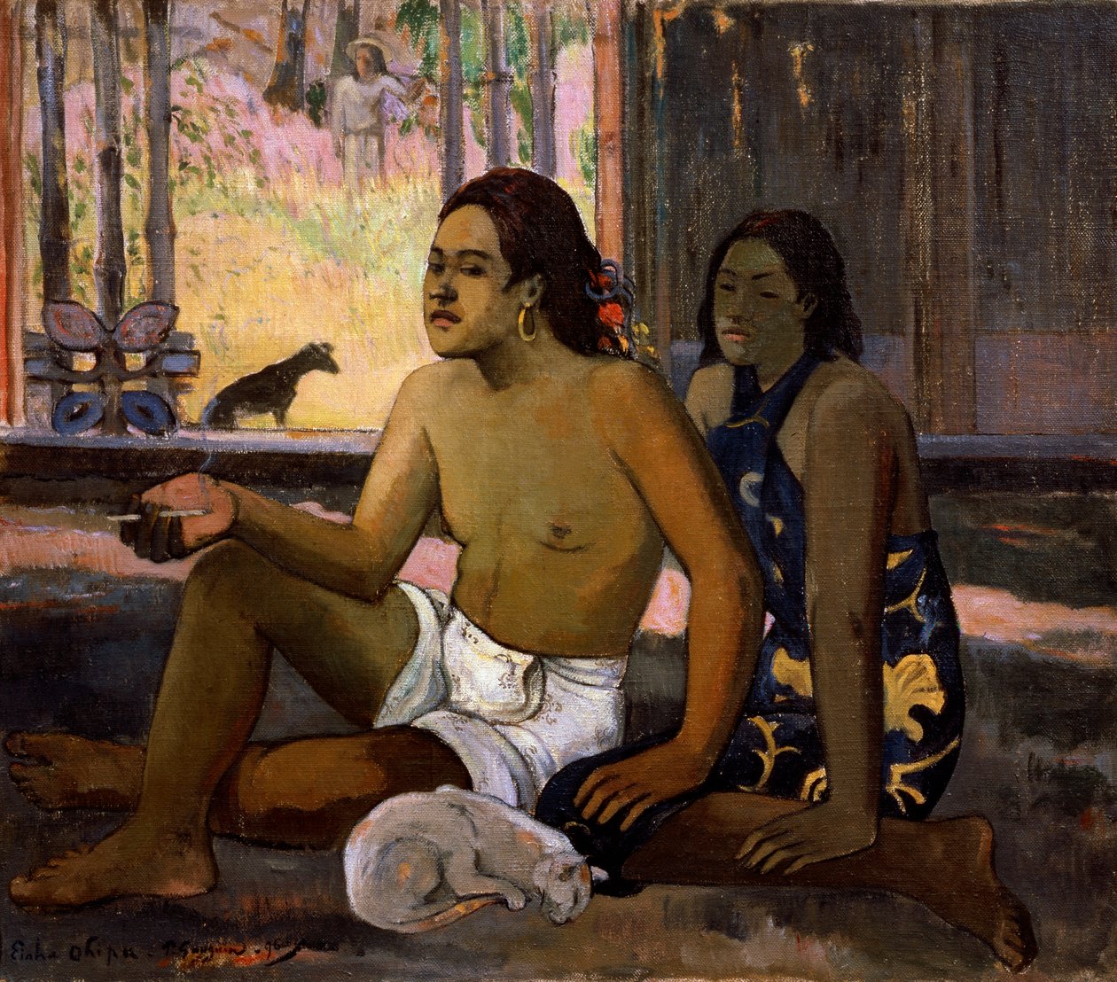 Eiaha Ohipa Nicht Arbeiten. Tahitianer in einem Raum, 1896 von Paul Gauguin