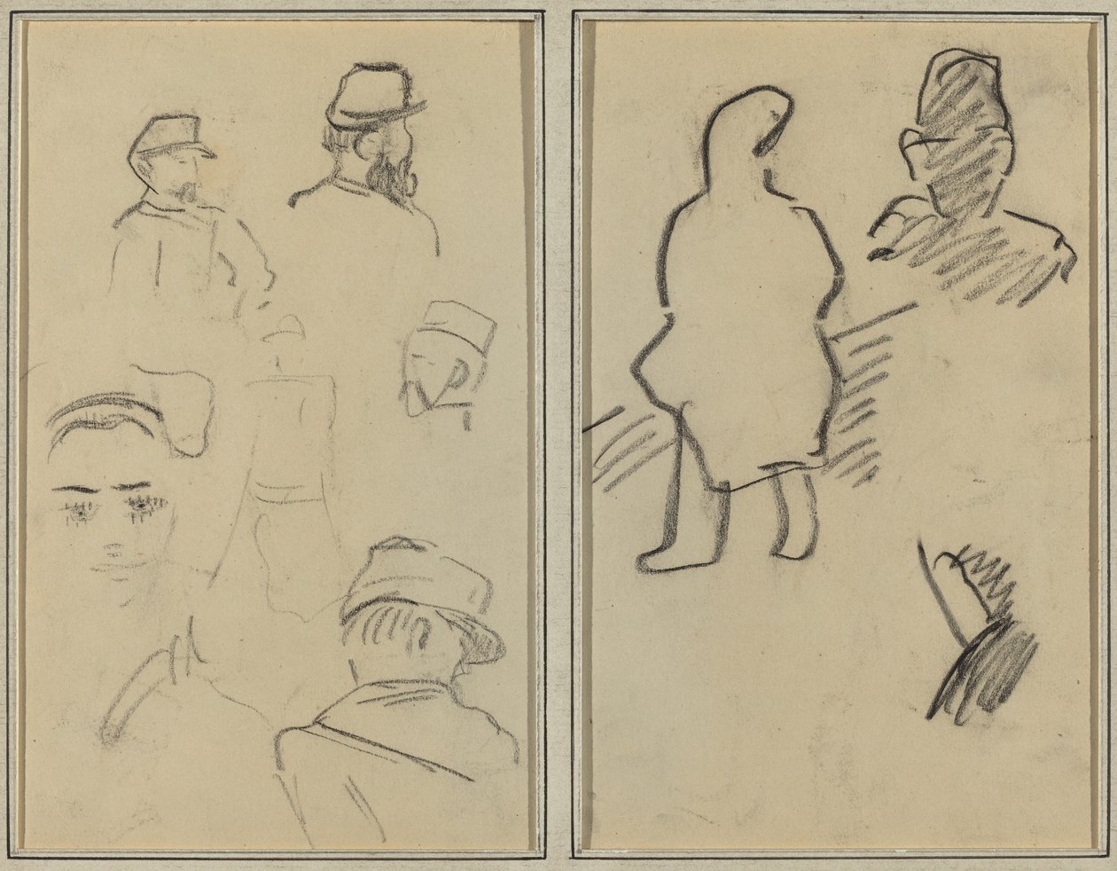 Fünf Studien von Soldaten und ein Frauengesicht; Zwei Figuren von Paul Gauguin