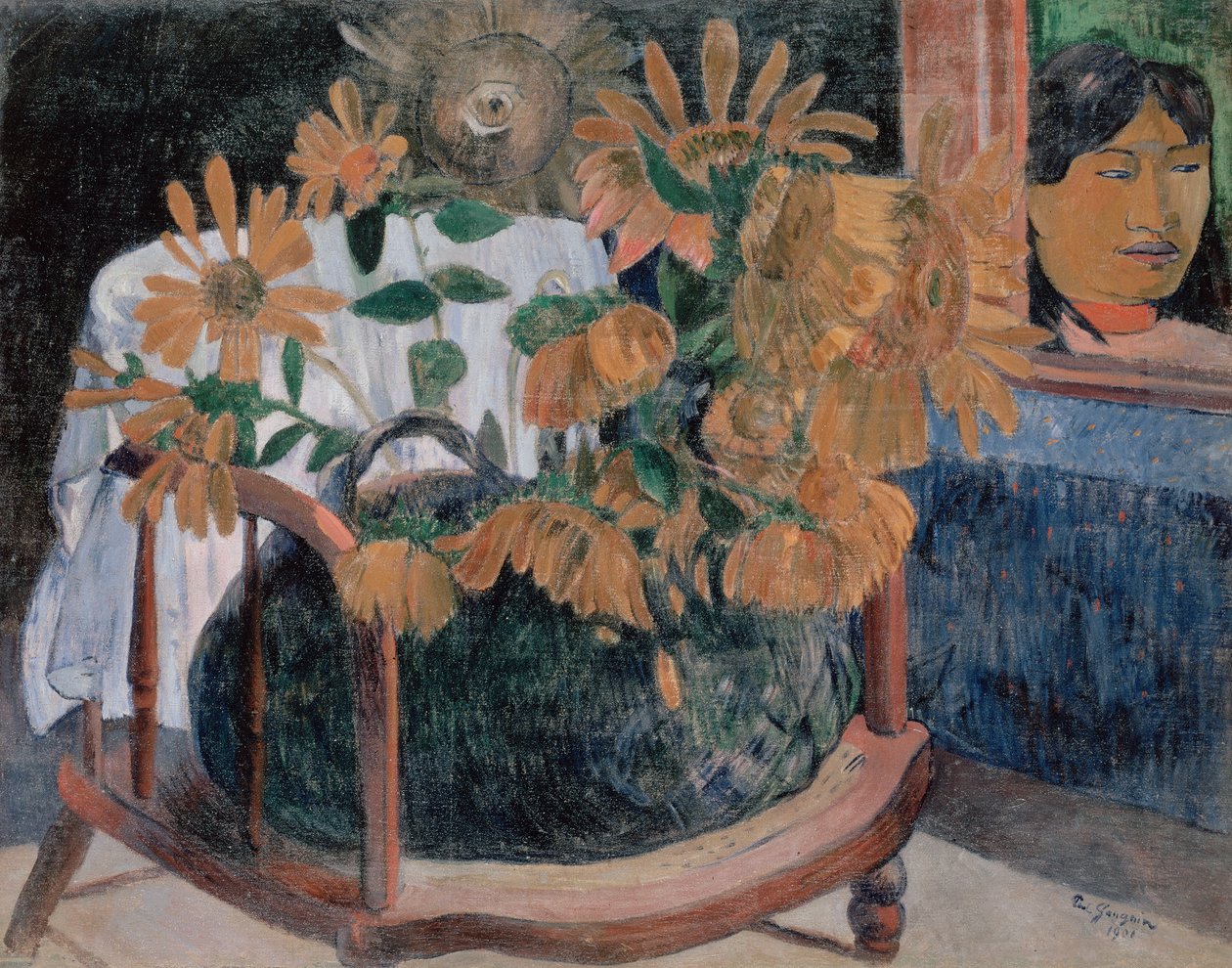 Stillleben mit Sonnenblumen auf einem Sessel (II) von Paul Gauguin