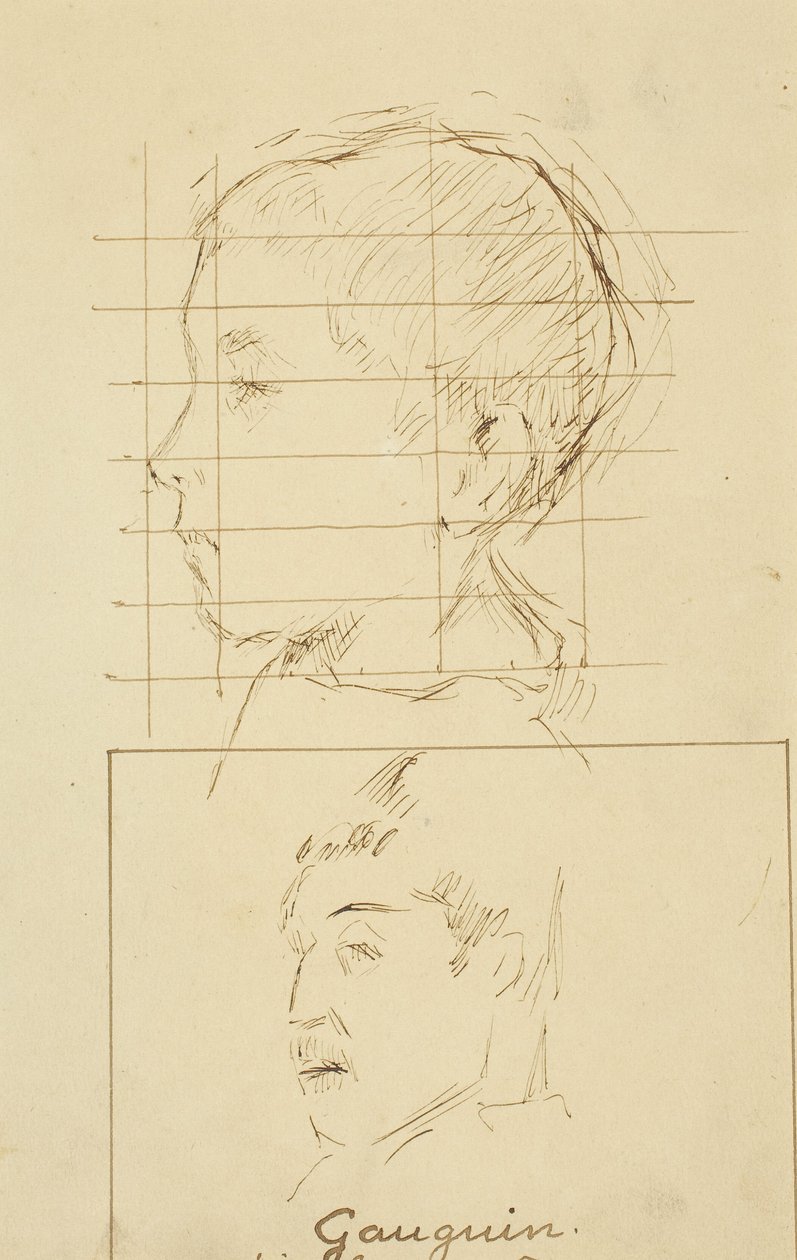 Köpfe eines Jungen und eines Mannes (Selbstporträt?) [verso] von Paul Gauguin