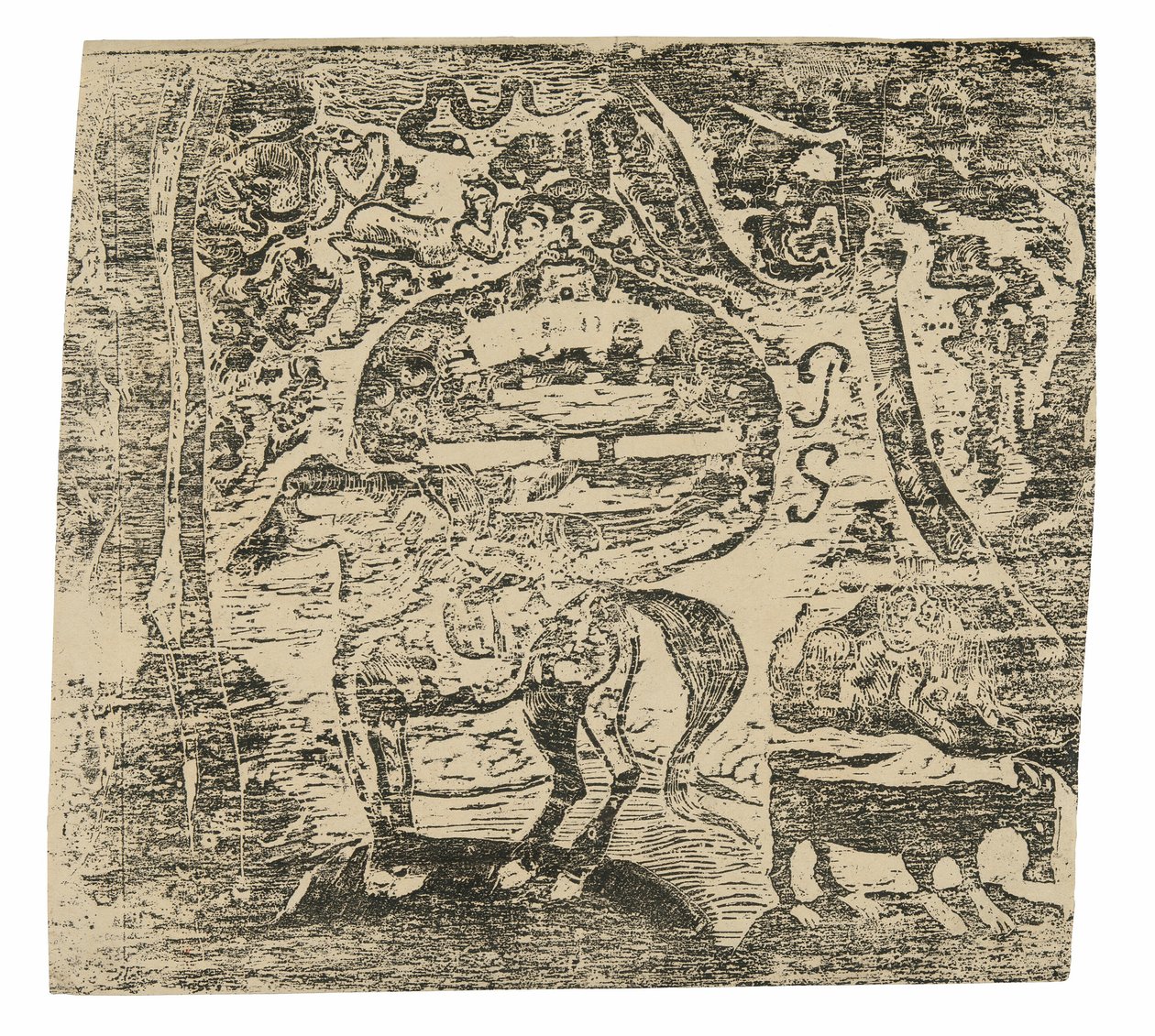 Pferd mit anderen Tieren und Ornamenten von Paul Gauguin