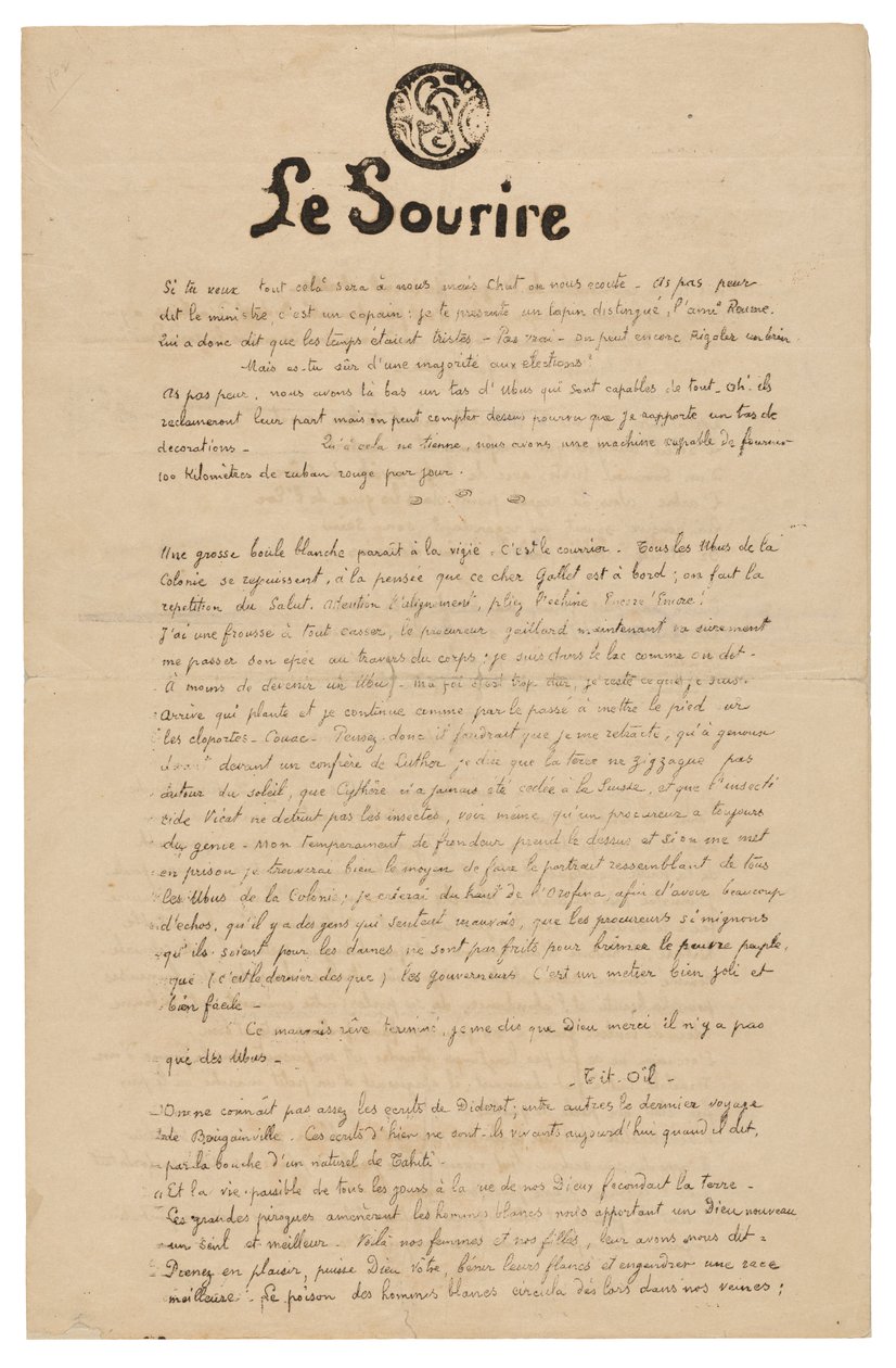 Das Lächeln: Ernsthafte Zeitschrift, Nov. 1899 von Paul Gauguin