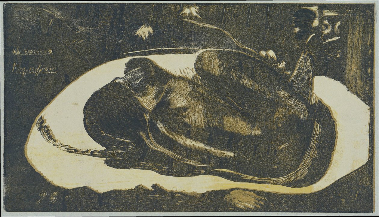 Liegendes Mädchen, das Angst vor Geistern der Verstorbenen hat von Paul Gauguin