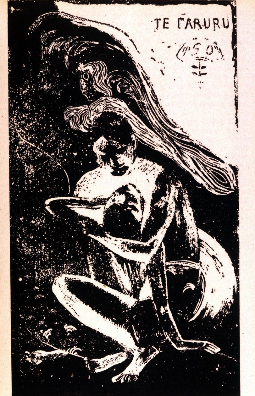 Paul Gauguin "Te Faruru" (sie lieben sich). Holzschnitt aus der tahitianischen Periode von Paul Gauguin (1848 - 1903). 1891 - 1897 von Paul Gauguin